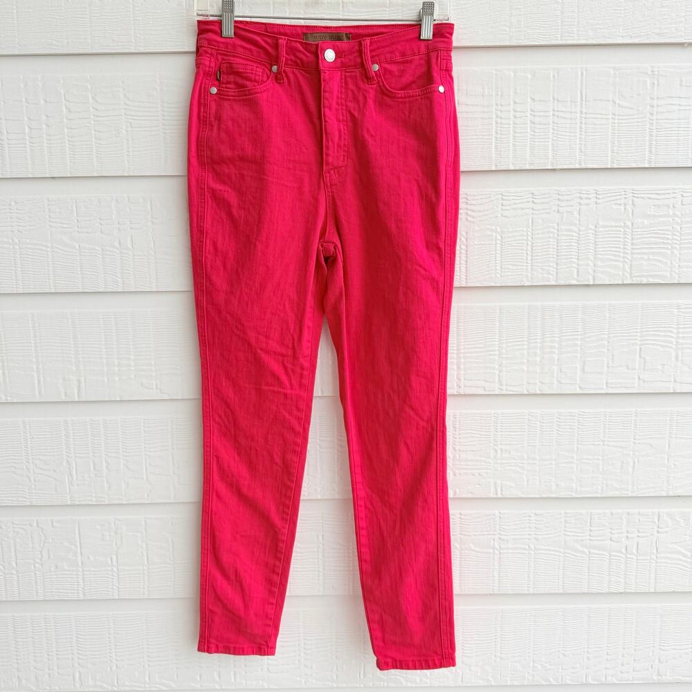 Judy Blue Bright Red Garment Dyed Skinny Crop Jeans 5/27